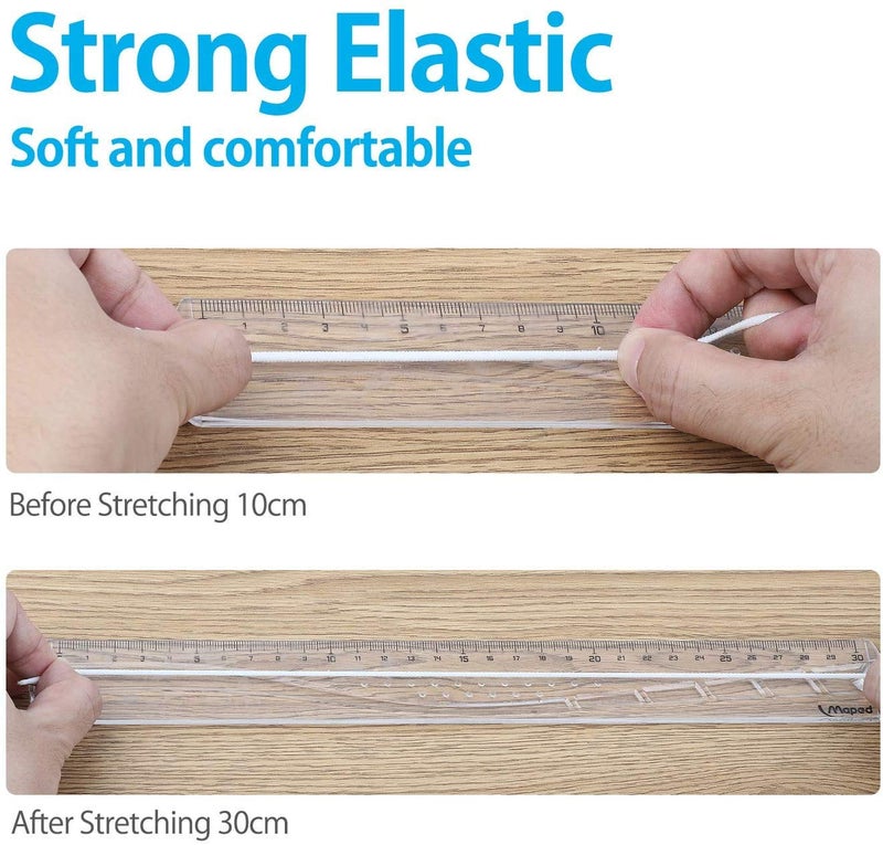 Homvle 1/8 inch Elastic Bands for Sewing - Elastic String for Masks, Elastic Cord Heavy Stretch High Elasticity Knit Elasticfor for Sewing Crafts DIY Mask, White 100 Yards - Image 1